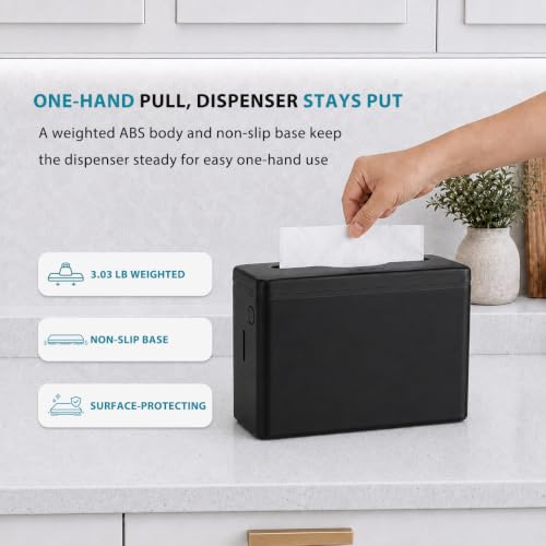 Multifold Paper Towel Dispenser Countertop Black Wide Design Large Capacity (D-34 Black)