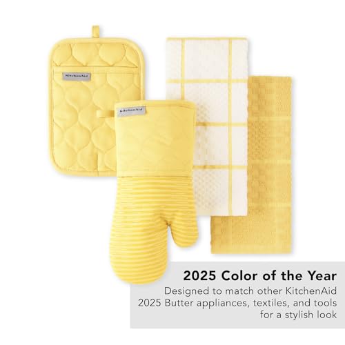 Quilted Cotton Terry Cloth Oven Mitt (Butter Yellow)