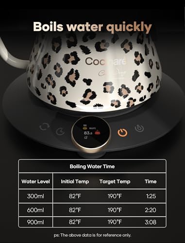 Color Changing Gooseneck Electric Kettle for Precision Brewing (Oat Leopard)