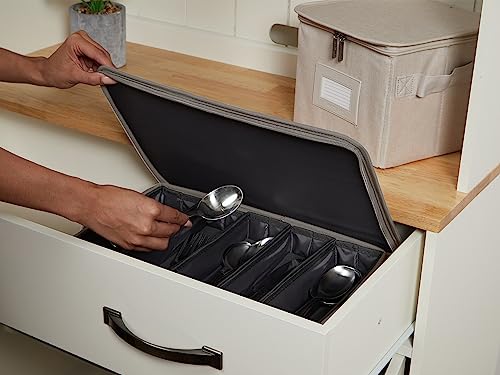 Flatware Storage Box with Removable Trays (Grey Heather / 15W x 11D x 3H)