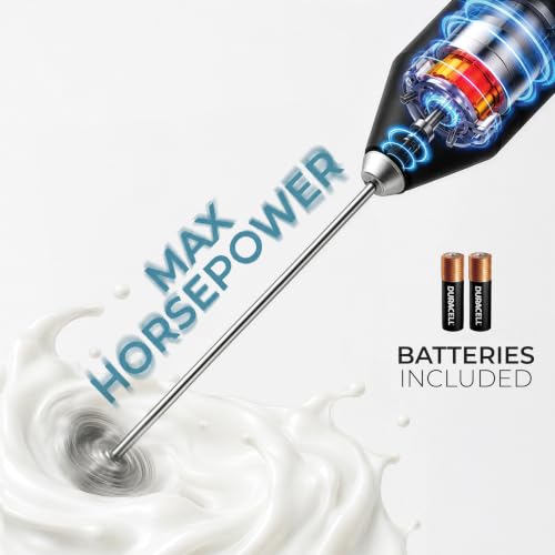 Milk Frother Handheld (Alpha Black / Compact Frother + Batteries)