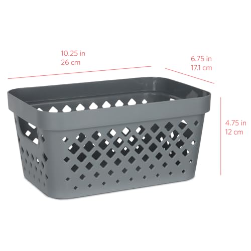Plastic Baskets for Organizing (Grey / 1 Gallon)