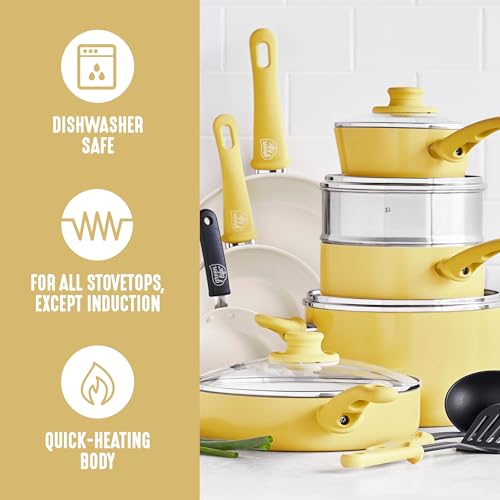 16 Piece Ceramic Nonstick Pots & Pans Cookware Set