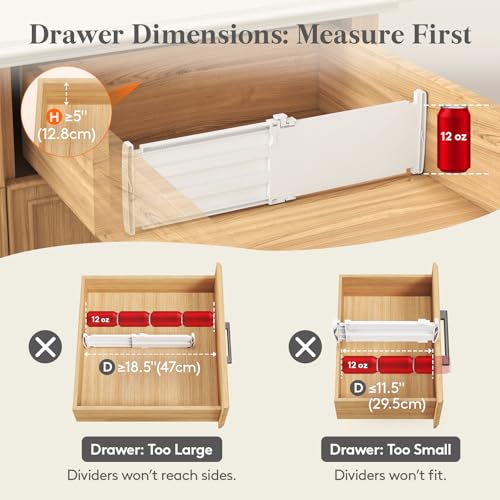5" Tall Drawer Dividers (5"H, 11.5-18.5"L)