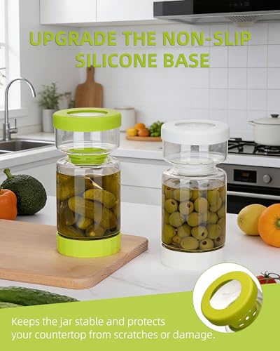 Pickle Jar with Strainer Flip (02-White&Green / 37oz 2pcs)