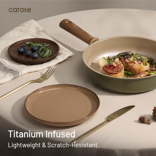 21pcs Ceramic Cookware Set (Green / 21 pieces)