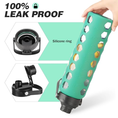 Glass Water Bottle (Green / 32 Ounces)