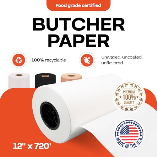White Butcher Paper Roll 12" x 8640" (White / 12" X 720 Feet, 1 Roll)