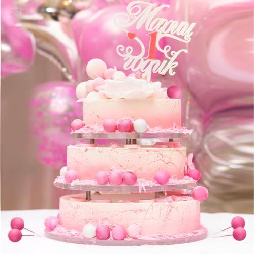48 Pcs Cake Topper Decorations (B07-hot Pink)