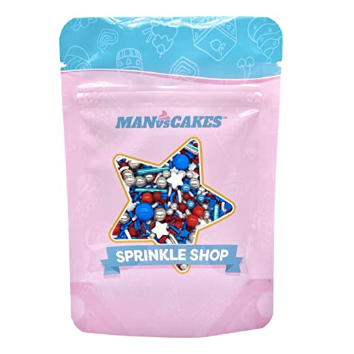 Sprinkles Edible Cake and Cupcake Sprinkles with Assorted Shapes and Sizes for Parties (Red/blue)