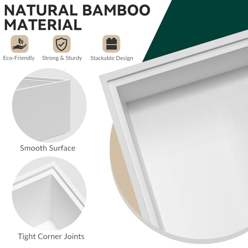 Bamboo Kitchen Drawer Organizer (9 x 3 x 2 Inch / White)