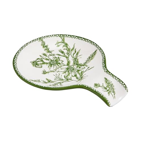 Green Garden Toile De Jouy Spoon Rest for Stove Top (Green Garden Toile De Jouy)