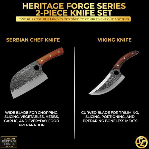 2 Piece Butcher Knife Set Serbian Chef & Viking Knives Kitchen Knife Set