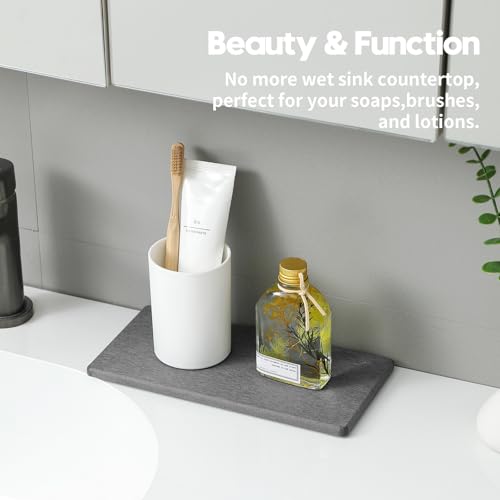 2PCS 10"x 5" Large Bathroom Sink Vanity Trays (2 Pack - Charcoal Gray / 10" x 5")