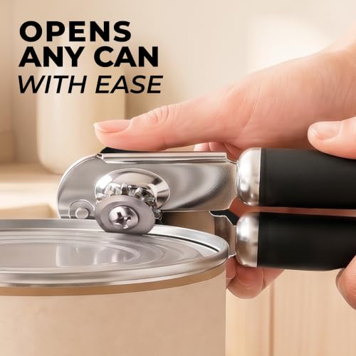 Stainless Steel Swing Open Manual Can Opener Comfortable Grip (Ash Black / Comfy Grip)