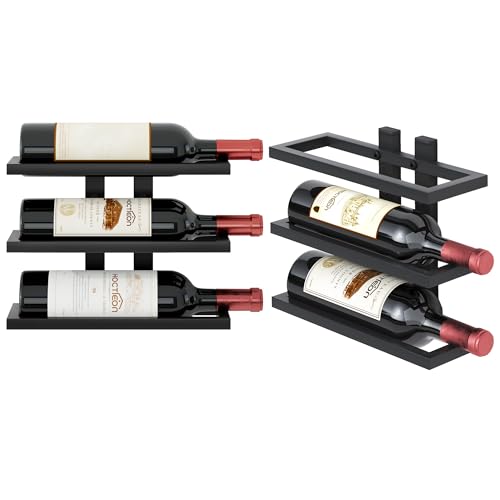 3 Tier Wall Mount Wine Rack (1 Pack (3 Bottles) / Black)