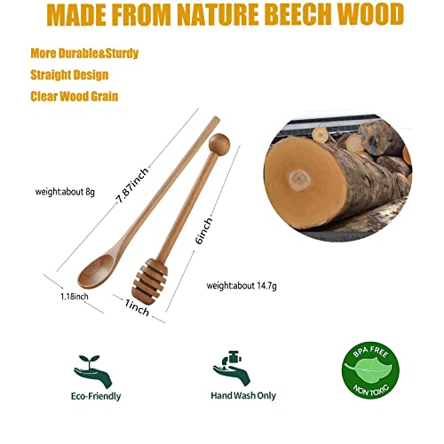 4 PCS 6 Inch Honey Dipper Sticks and 4 PCS 7.87 Inch Coffee Stirring Spoons
