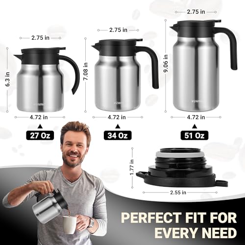 Small Insulated Coffee Carafe (Silver / 27 Ounces)