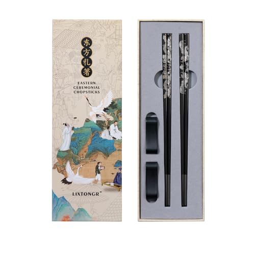 Dragon & Phoenix Black Stainless Steel Chopsticks (Titanium Plating)