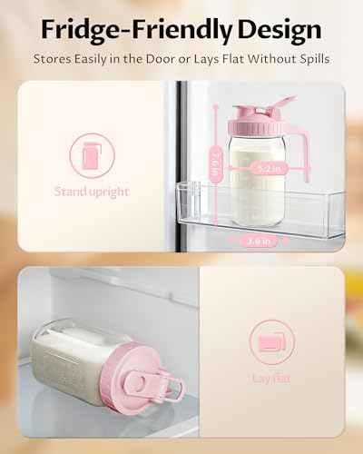 Mason Jar Pitcher Set of 2 (Pink & Pink / 32 Ounces)