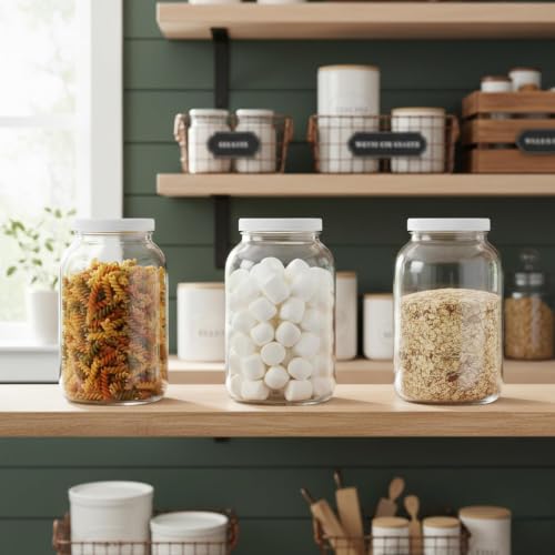 1 Gallon Glass Jar Wide Mouth with Airtight Foam Lined Plastic Lid (Clear / Pack of 3)