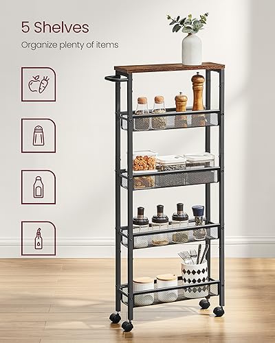 5 Tier Slim Rolling Storage cart with Wheels