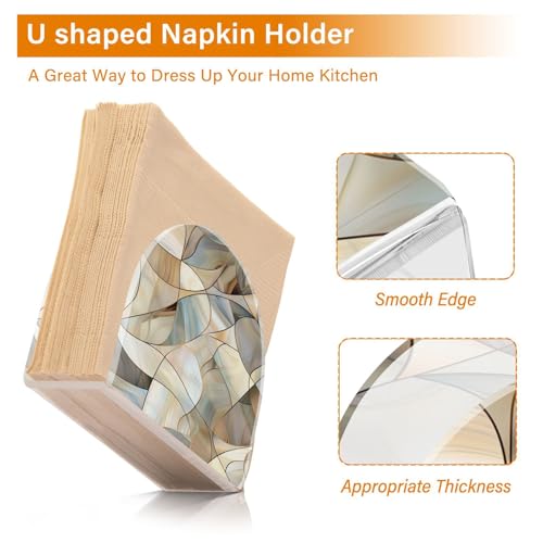 Abstract Stained Glass Pattern Napkin Holder for Table Paper Napkins Holder Acrylic Tissue Dispenser Kitchen Dining Room Bathroom Party Car Decor (NH069 / 4.1x4.9x1.97in)