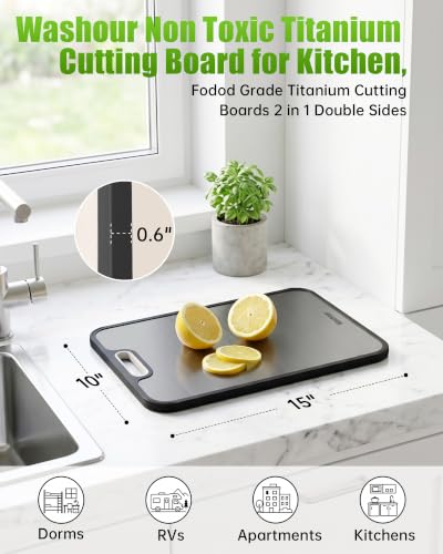 Non Toxic Titanium Cutting Board for Kitchen (Titanium / 15"L x 10"W)