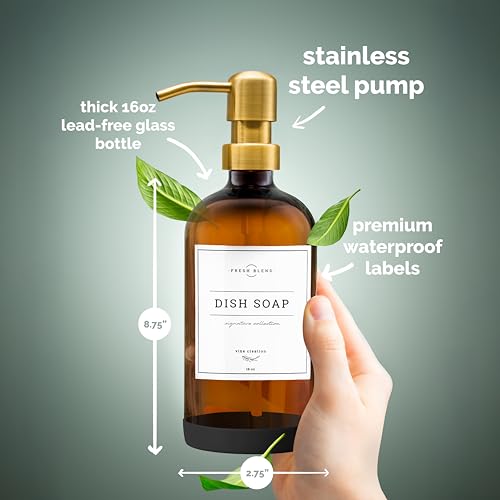 Amber Glass Soap Dispenser Set (Amber Bottle / Gold Pump)