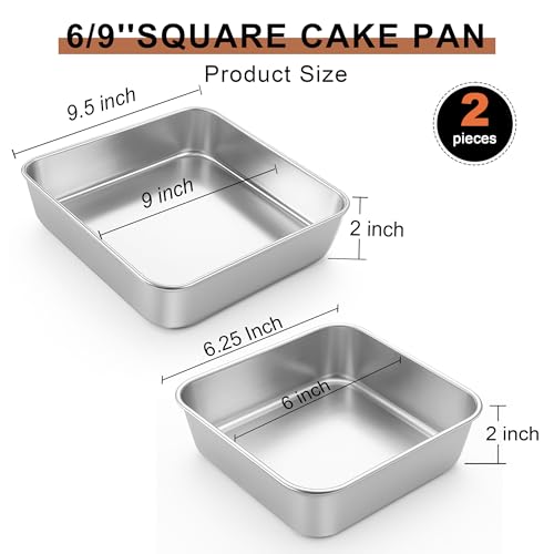 6 9 Inch Square Baking Cake Pan (6'' x 6''+9'' x 9'')