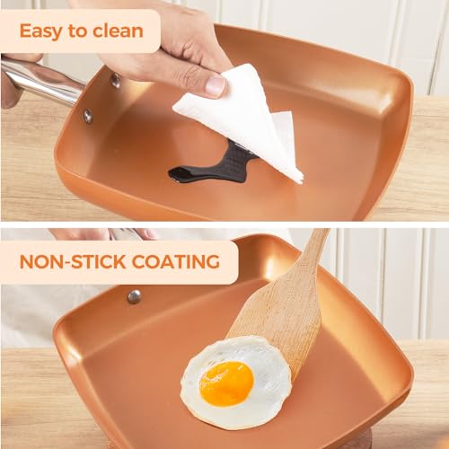 Non Stick Copper Square Frying Pan (9.5 Inch)