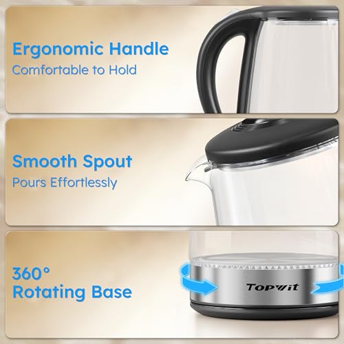 2.0L Glass Electric Kettle (2.1 Quarts / Black)