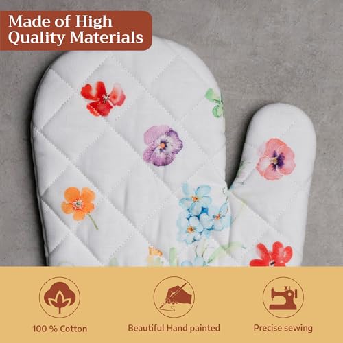 Maison d'Hermine Oven Gloves 100% Cotton Oven Mitt (039 - Summer Whisper / 7.5" x 13" (Oven Mitt))
