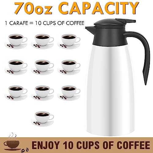 70oz Thermal Coffee Carafe Insulated Coffee Thermos Airpot (White)