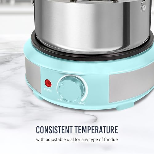 8 Cup Electric Fondue Pot Set for Cheese & Chocolate (Aqua / 8 Cup)