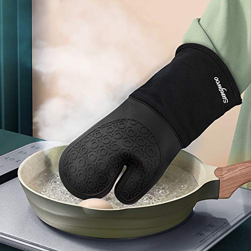 Silicone Oven Mitts (Black / 13.8in Oven Mitts)
