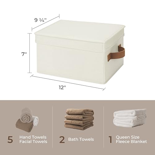 Fabric Storage Bins with Lids (Ivory / Medium)