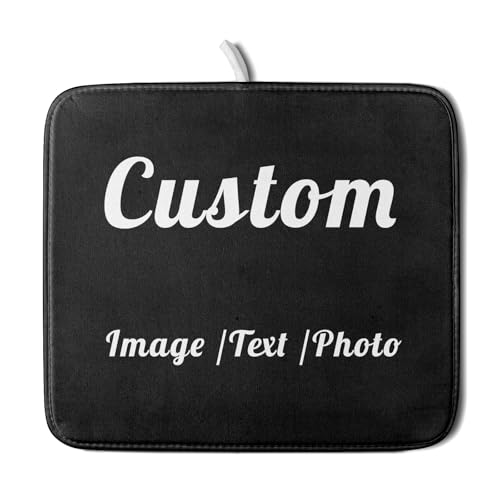 Custom Dish Drying Mat Customized Drainer Pad with Image Logo Text 16x18 Inch Personalized Absorbent Dish Dry Pad for Kitchen Counter Sink (Custom / 16x18 inch)