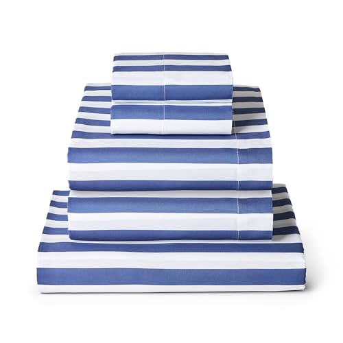 Iconic 5 Piece Sheet Set (3493 Oxford Stripe Blue Nova / Split King)