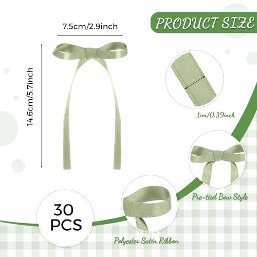 30 Pack Sage Green Bow Cake Toppers Ribbon Bows for Cake (Sage Green)