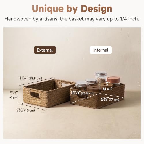 Wicker Baskets for Storage (Natural (Seagrass) / 2x 11¼"L x 7½"W x 3½"H)