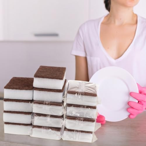 50 Pcs Individually Wrapped Sponges for Airbnb Apartment Brown (Brown)