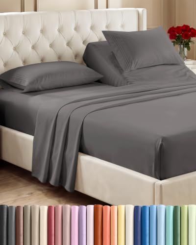 Flex Top Split Head King 4 Piece Sheet Set (06 - Dark Grey / Split Head/Flex Top)