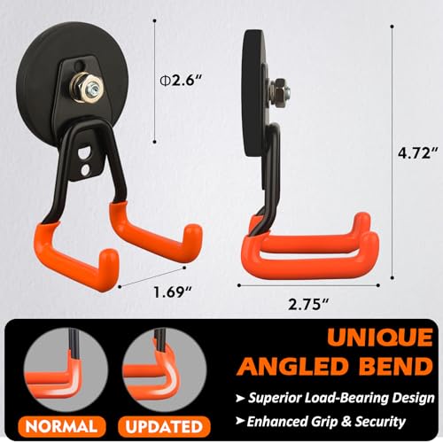 Updated Strong Magnetic Hooks Heavy Duty (Updated 2.6in Magnet M Red Hooks 2PCS)