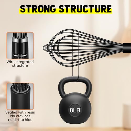 4 Pieces Silicone Whisks Set (Black)