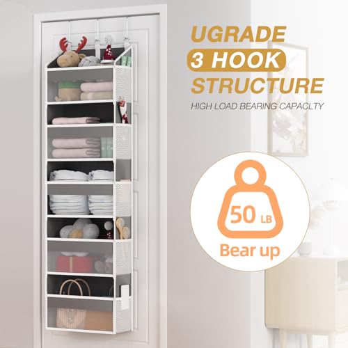 Over the Door Organizer with 5 Front & 10 MeshSide Pockets (Grey)