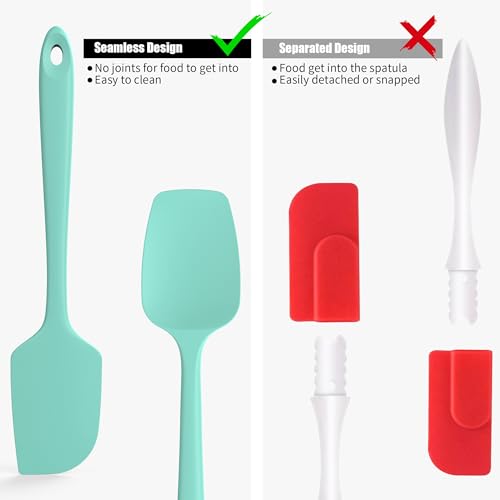 600°F Heat Resistant Silicone Spatula Spoonula (Flat & Spoon Spatulas / Aqua Sky)