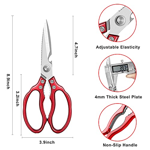 Heavy Duty Sharp Kitchen Scissors (Red)