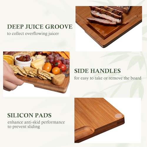 Bamboo Cutting Boards for Kitchen (Carbonized Bamboo(Brown))
