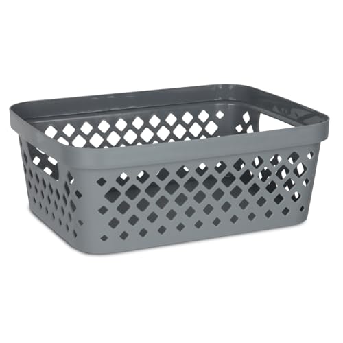 Plastic Storage Basket Set (Grey / 2 Gallon)